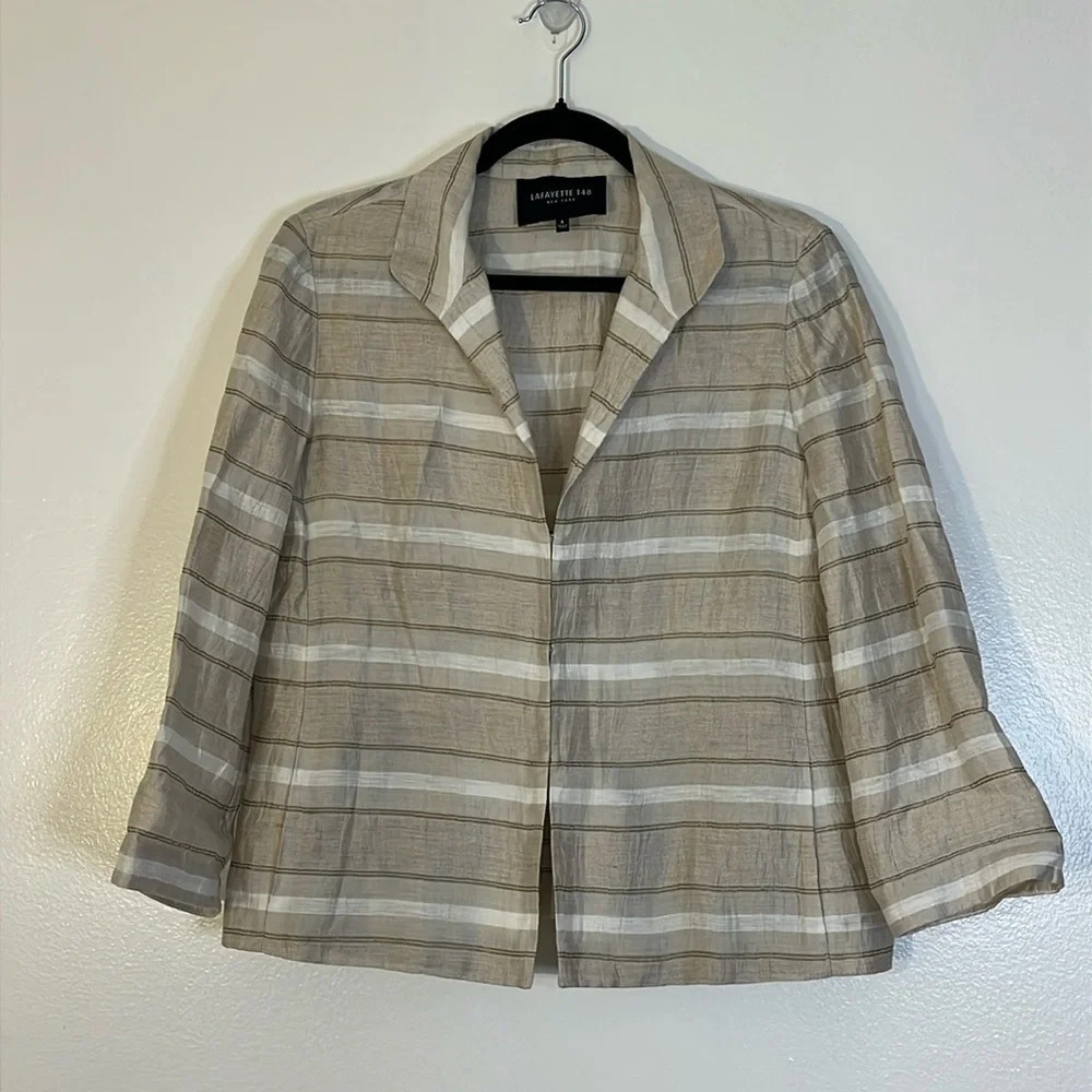 Lafayette 148 New York | Linen blend hook closure blouse/jacket Womens size 6